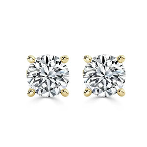 0.30Ct F/SI 100% Natural round Diamond Stud Earrings, Yellow Gold