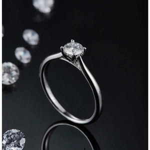 0.5Ct Diamond Engagement Ring, Solitaire Certified Moissanite Diamond Ring, Gold Simple Engagement Ring, Promise Ring, Anniversary Ring