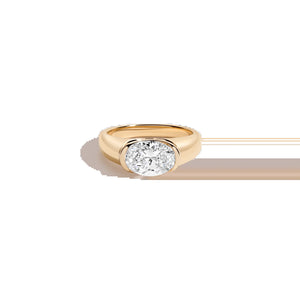 2Ct Oval Lab Grown Diamond Floating Signet Ring NikNenz™ Premium Gold & Diamonds