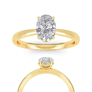 Oval Lab Grown Diamond Engagement Ring Solitaire Wedding Ring 1St Anniversary Ring Gift Simple Oval Diamond Ring for Proposal Oval Brilliant