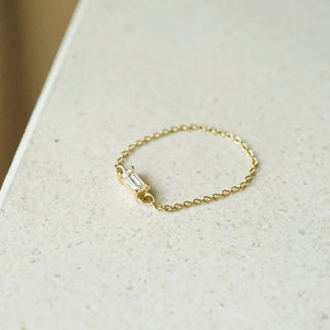 Estée Lalonde Fine Baguette Sapphire Chain Ring 14Ct Solid Gold