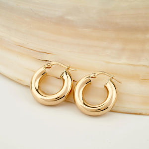 Stunning 14K Solid Gold Chunky Thick Hoop Earrings - Timeless Elegance.