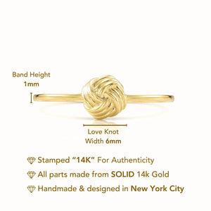 14K Yellow Gold Love Knot Ring - Timeless Gift of Everlasting Love for Her, Perfect for Anniversaries & Everyday Elegance.