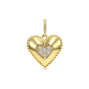 Elegant 14K Yellow Gold Heart Pendant Necklace Adorned with 0.15 Carats of Lab Diamonds.