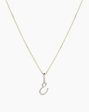 Diamond Script Alphabet Charm Necklace