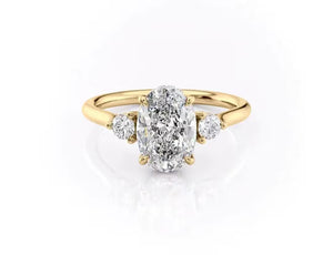 2.0 CT Oval Three Stone Moissanite Engagement Ring 14K Yellow Gold Anniversary Ring Wedding Ring Promise Ring Anniversary Gift