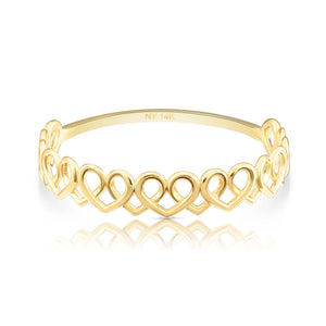 14K Yellow Gold Dainty Heart Link Ring