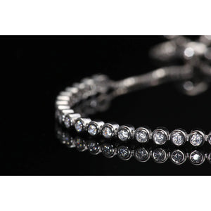 CZ Elegant Tennis Bracelet, Adjustable in Sterling Silver