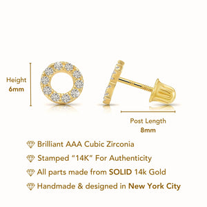14K Yellow Gold XO Stud Earrings, Hugs and Kisses