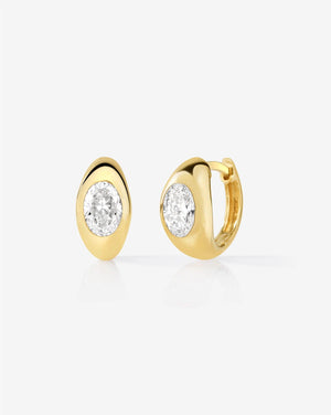 Elegant Framed Lab Diamond Huggie Earrings.