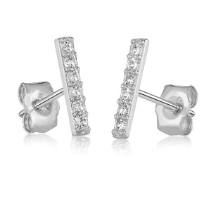 14K White Gold Bar Stud Earrings
