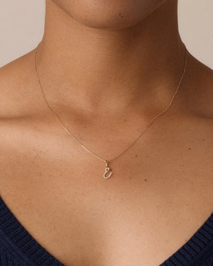 Diamond Script Alphabet Charm Necklace