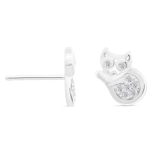 Elegant CZ Cat Stud Earrings in Premium Sterling Silver.