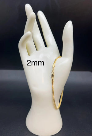 10K SOLID Gold Franco Chain Bracelet, 10K Gold Bracelet,Women Men,2Mm 2.8Mm 10K Gold Chain,Heavy Real Gold 10K Bracelet, Men and Women