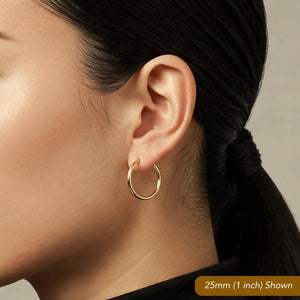 Elevate Your Style with Exquisite Handmade 14K Solid Yellow Gold Round Hoop Earrings.