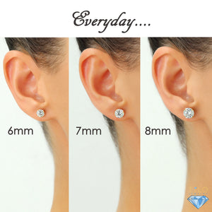 14K Rose Gold Zirconia Solitaire Stud Earrings, Pushback