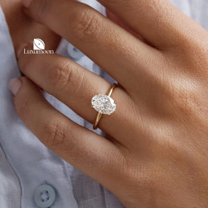 2 Carat Oval Lab Grown Diamond Engagement Ring, 14K Yellow Gold