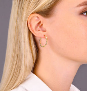 14K Yellow Gold Hoops with Spiral Diamond Cuts, the Twist Collection, 18Mm, 20Mm, 25Mm, 30Mm, Gifts for Her, Made by TILO Jewelry