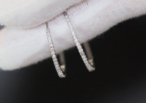 Diamond Hoop Earrings | Hoop Earrings | Womens Big Diamond Earrings | Silver Hoop Earrings with Diamonds | Womens Hoop Earrings | Earrings