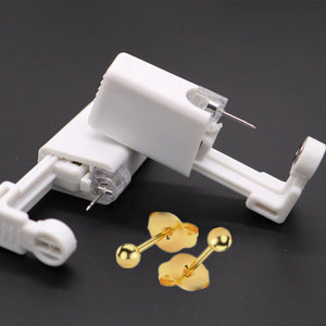 Ear Piercing Kit - Gold/Silver/Black Earring and Cleaning Pad Piercer Tool