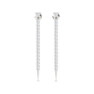 Bridal Drop Diamond Earring, Long Chain Earrings 14K White Gold