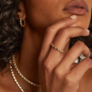 Lab Grown White Sapphire X Estate Eternity Ring NikNenz™ Premium Gold & Diamonds