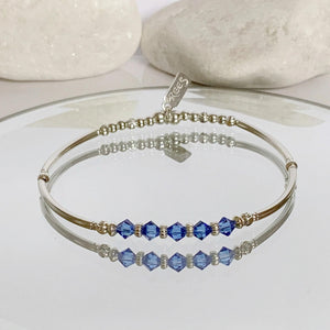Elegant Sterling Silver Sapphire Bead Bracelet - Perfect 50th Birthday Gift & September Birthstone Jewelry for Best Friend.