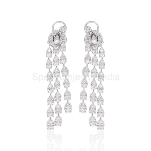 Lab Grown Diamond Chandelier Drop Earrings, 14K Solid Gold Bridal Dangle Earrings, Statement Earrings, Cluster Earrings, Bridesmaid Gift