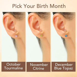 Stunning 10K Solid Yellow Gold Birthstone Stud Earrings - 5mm Pushback Sleeper Style, Available in 12 Vibrant Colors!.