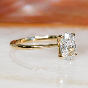 Oval Moissanite Engagement Ring: 14K Yellow Gold Promise Ring
