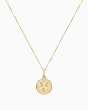 Diamond Zodiac Coin Charm Necklace