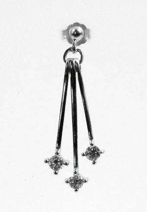 14K White Gold Diamond Dangle Earrings Multi Bar Drop