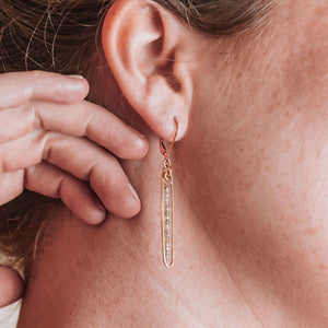 Elegant Herkimer Diamond Drop Earrings: Handmade Gold Gemstone Jewelry for Modern Brides