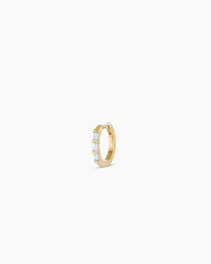 14K Gold Baguette White Sapphire Single Huggie