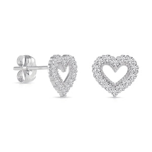 14K Gold Lab Diamond Heart Stud Earrings, 0.25Ctw