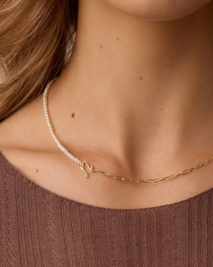 Lou Pearl Alphabet Necklace NikNenz™ Premium Gold & Diamonds