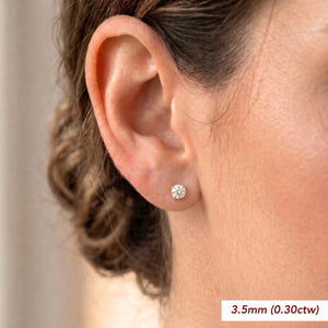 14K Gold Lab Diamond Stud Earrings, CVD Brilliant-Cut Diamond Studs, Classy round Diamond Studs, Wedding/Bridal, Screwback, by TILO Jewelry