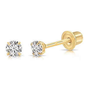 14K Gold Lab Diamond Stud Earrings, CVD Brilliant-Cut Diamond Studs, Classy round Diamond Studs, Wedding/Bridal, Screwback, by TILO Jewelry