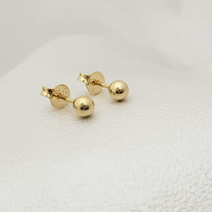 Handmade 18K Gold Plated Ball Stud Earrings, Hypoallergenic 4Mm