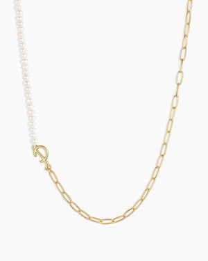 Lou Pearl Alphabet Necklace NikNenz™ Premium Gold & Diamonds