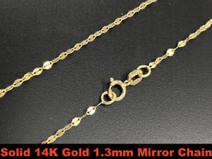 Solid 14K Gold Mirror Chain, 14K Gold Mirror Chain, Strong Dainty Stackable Layering Choker Gold Chain HIGH QUALITY, Ladies Gold Chain