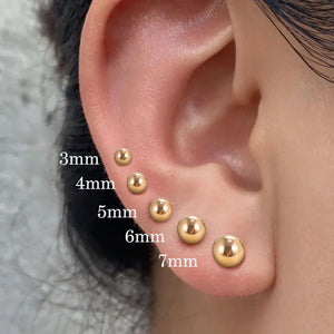 Minimalist Ball Stud Earrings: Stainless Steel Silver, Gold, Rose Gold, Black (3-7Mm)