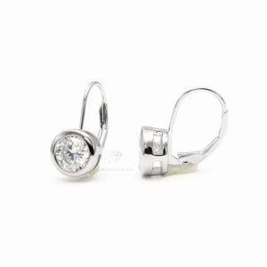 Moissanite Bezel Set Dangle Earrings, 925 Sterling Silver