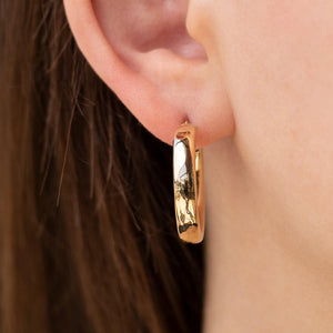 Radiant 14K Solid Yellow Gold 5mm Bold Hoop Earrings - Timeless Classic for Every Day.