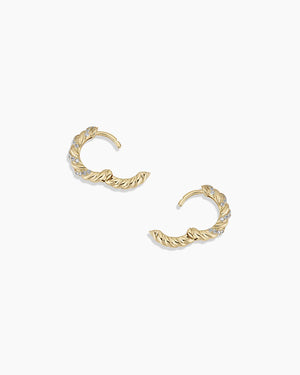 14K Diamond Crew Huggies