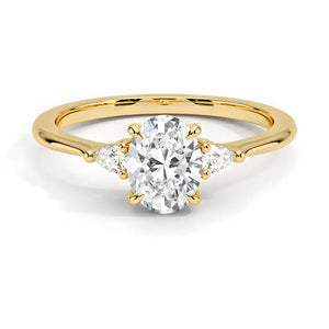 1.5 Ct IGI Certified Diamond VS1/F Oval Cut Three Stone Engagement Ring 14K Solid Gold