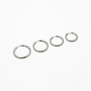 10 Pcs Gold & Silver Stainless Steel Huggie Hoop Earrings - 2.5mm Thick, 13-30mm Sizes.