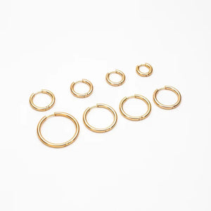 10 Pcs Gold & Silver Stainless Steel Huggie Hoop Earrings - 2.5mm Thick, 13-30mm Sizes.