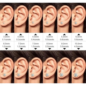 10K Gold Moissanite Stud Earrings | Screw Back round Cut Solitaire | Everyday Diamond Alternative Earrings
