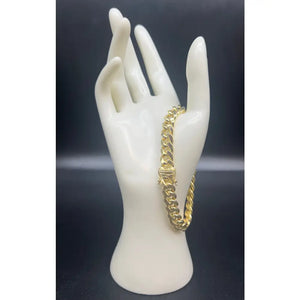 10K Real Gold Miami Cuban Chain Bracelet , 10K Yellow Gold 3-11.5 Mm Men and Women,10K Gold Chain,10K Real Gold Miami Cuban Bracelet
